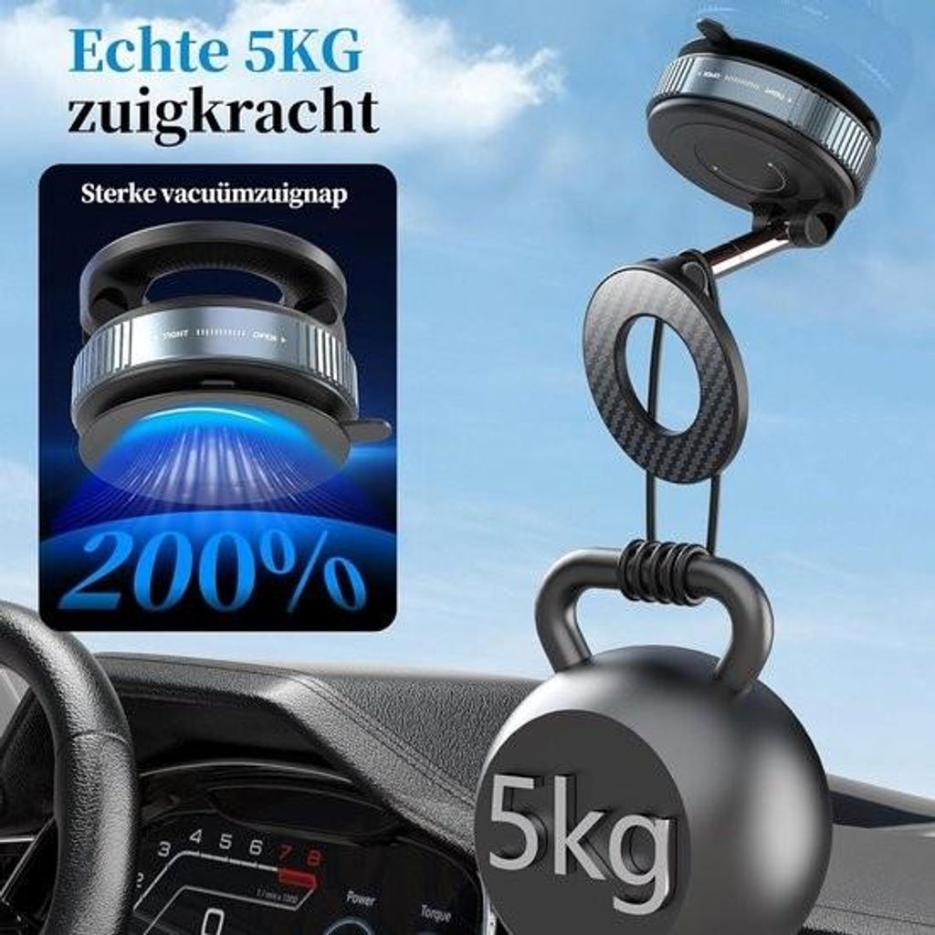 Vacuum Magnetic Phone Holder für Auto - Saugnapf 360° drehbar faltbar & tragbar für iPhone - Turnhalle Spiegel glatte Oberflächen Windschutzsch...