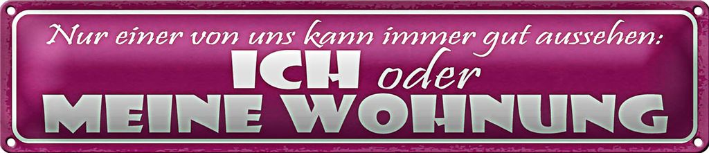 Blechschild Spruch 46x10cm ich oder meine Wohnung gut Dekoration