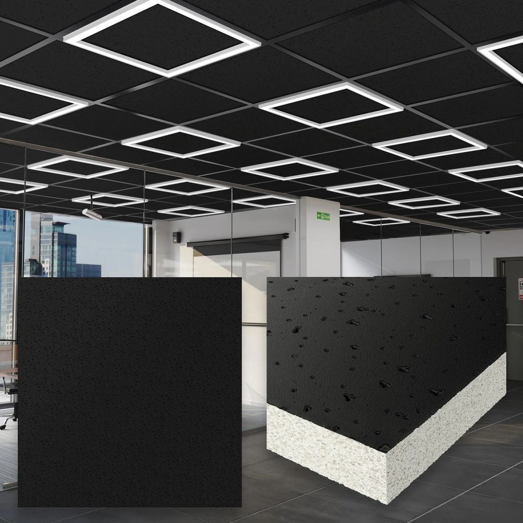 10er-Set CALGARY | Mineralfaserplatte | 60x60cm | Schwarz | Produktbild 