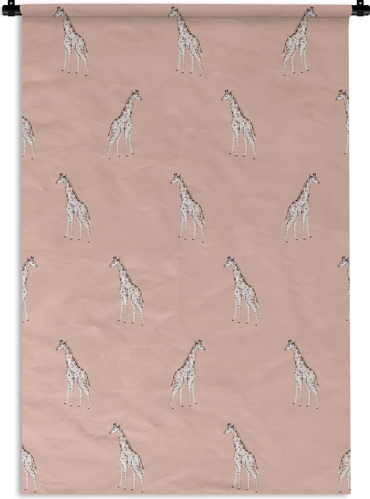 MuchoWow Wandteppich Wandbehang Giraffe - Pastell - Muster 90x135 cm Tapisserie Dekoration Wandtuch - Baumwolle - Wandskulptur