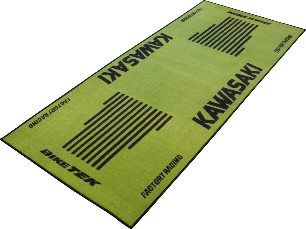 BikeTek Tapis de Garage Kawasaki S3 - Protection Sol Moto Vert Noir