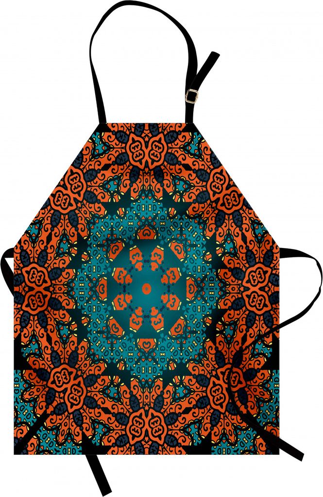 ABAKUHAUS Psychedelisch Kochschürze, Runde Blumen-Blumenmuster mit psychedelischem Motiv Boho Hippie Style Image, Farbfest Höhenverstellbar Wasch...