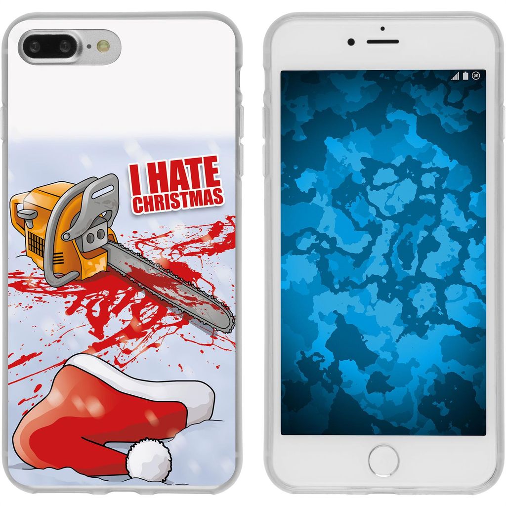 PhoneNatic Case kompatibel mit Apple iPhone 7 Plus / 8 Plus Silikon-Hülle X Mas Weihnachten Hate X-Mas M8