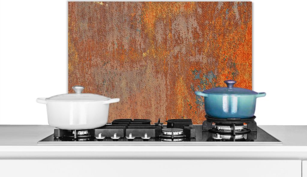 KitchenYeah Spritzschutz Küche - Küchenrückwand - Wandschutz für Herd und Spüle - Rost - Eisen - Industriell - Alt 70x50 - Alu-Dibond (Alte...