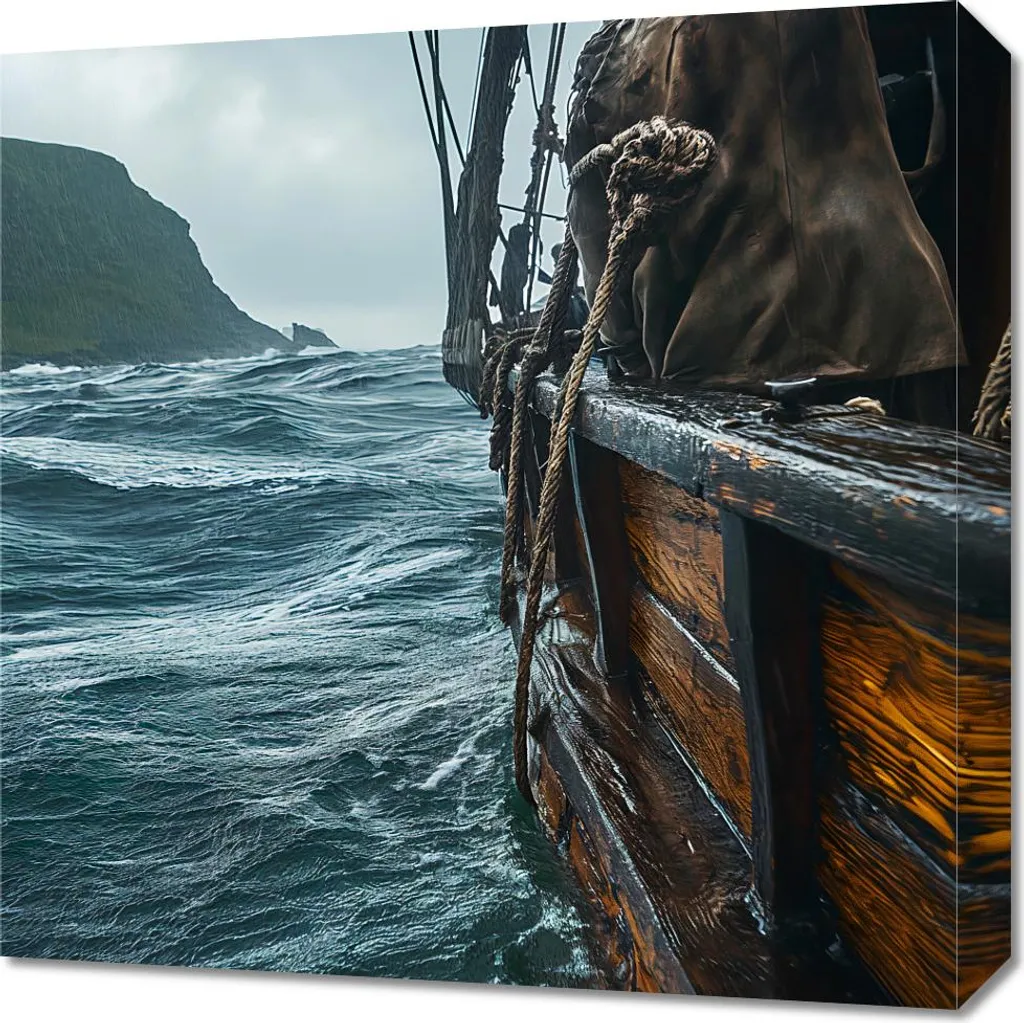 Quadro 50x50 cm Nave sulle Onde - Stampa su Tela Canvas Alta Qualità