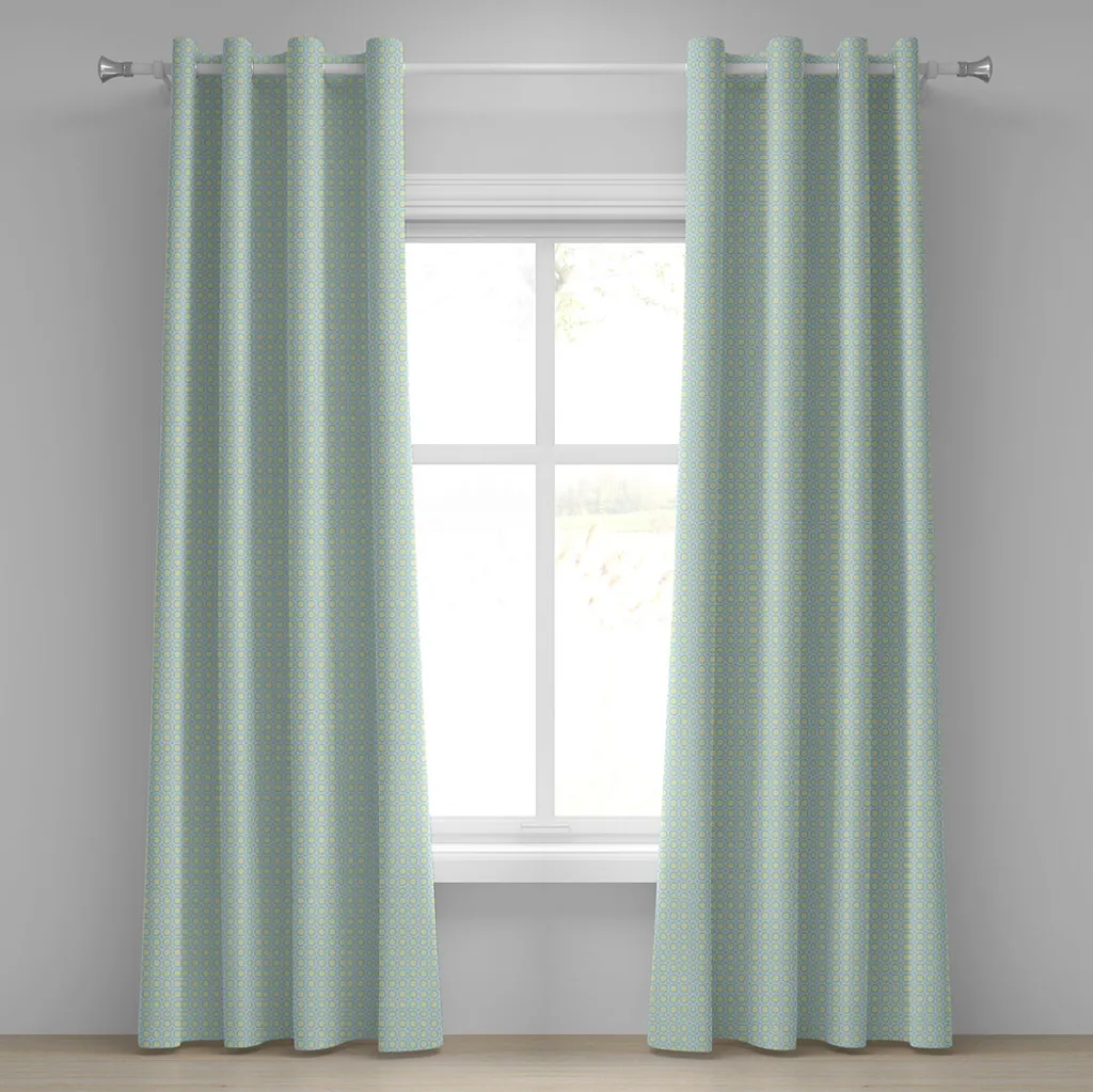 Rideau design horizontal bleu seafoam en tissu premium 2 panneaux