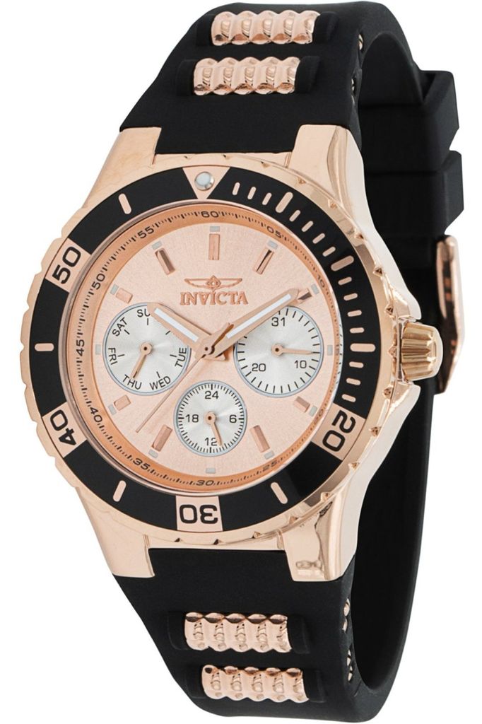Invicta Aviator 37318 Damen uhr - Wasserdicht - Analog - Quarzuhrwerk - Edelstahl mit roségoldenen zifferblat - 38mm