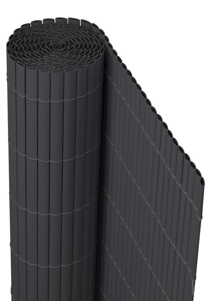Jarolift PVC Sichtschutzmatte, 90 x 800 cm (2-teilig), grau – UV-beständig, wetterfest Garten & Balkon Windschutz, Sichtschutzzaun Zaunblende