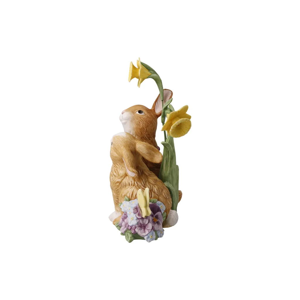 Statuette Couple de Lapins en Faïence Multicolore pour Décoration de Pâques - 2