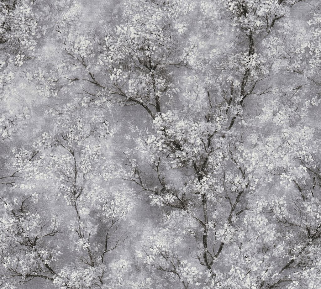 Livingwalls Blumentapete New Walls florale Tapete Cosy & Relax Vliestapete grau schwarz weiß 10,05 m x 0,53 m