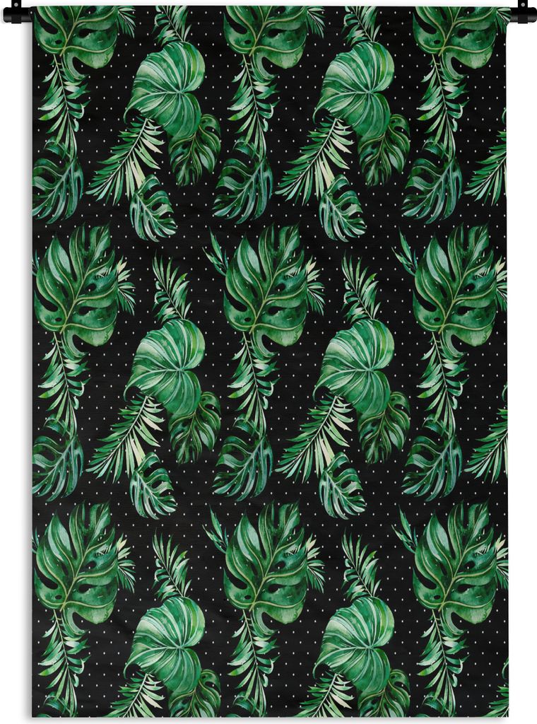 MuchoWow Wandteppich Wandbehang Blumen - Blätter - Monstera 90x135 cm Tapisserie Dekoration Wandtuch - Baumwolle - Wandskulptur