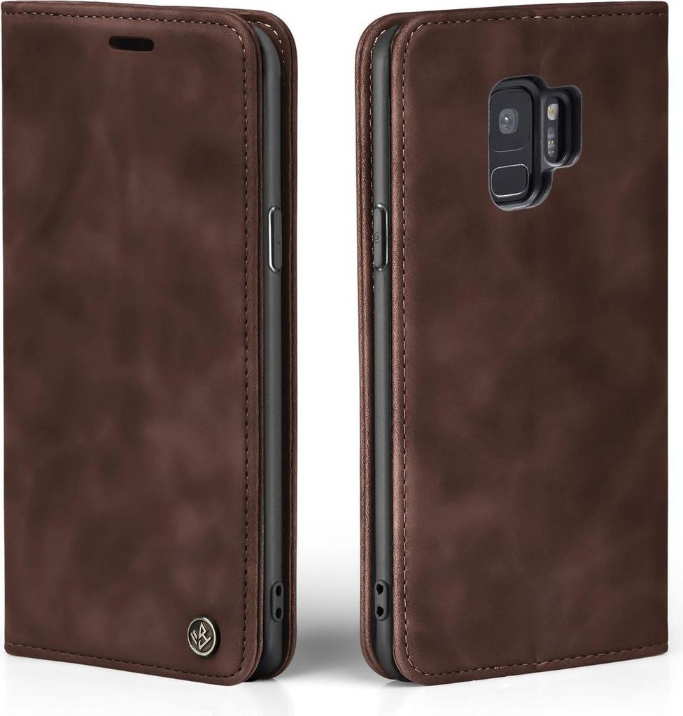 Handy Hülle für Samsung Galaxy S9 Klapphülle Bookcase Flip Cover Handy Tasche Etui Farbe: Dunkelbraun