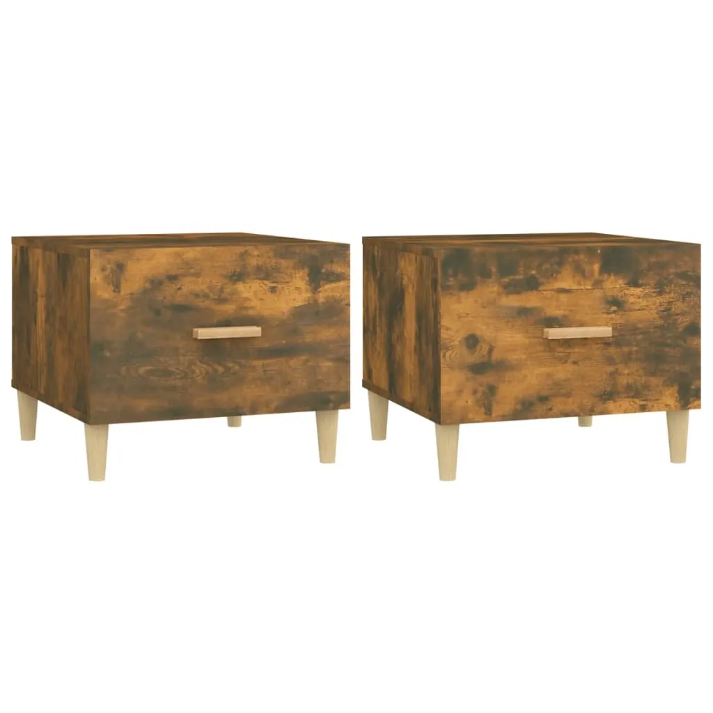 2 Tavolini da Caffè 50x50x40 cm Rovere Affumicato - Offerta Set