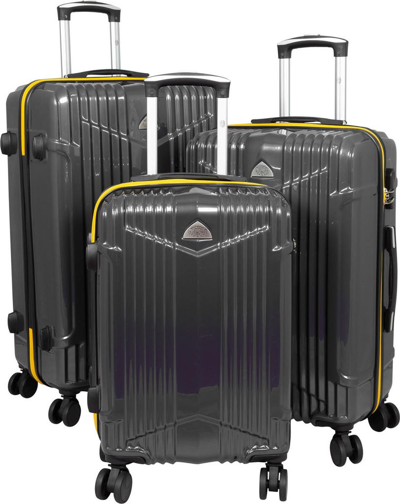Hartschalen Trolley mit orangefarbenem Reißverschluss - Haimar Anthrazit Set (M,L,XL)