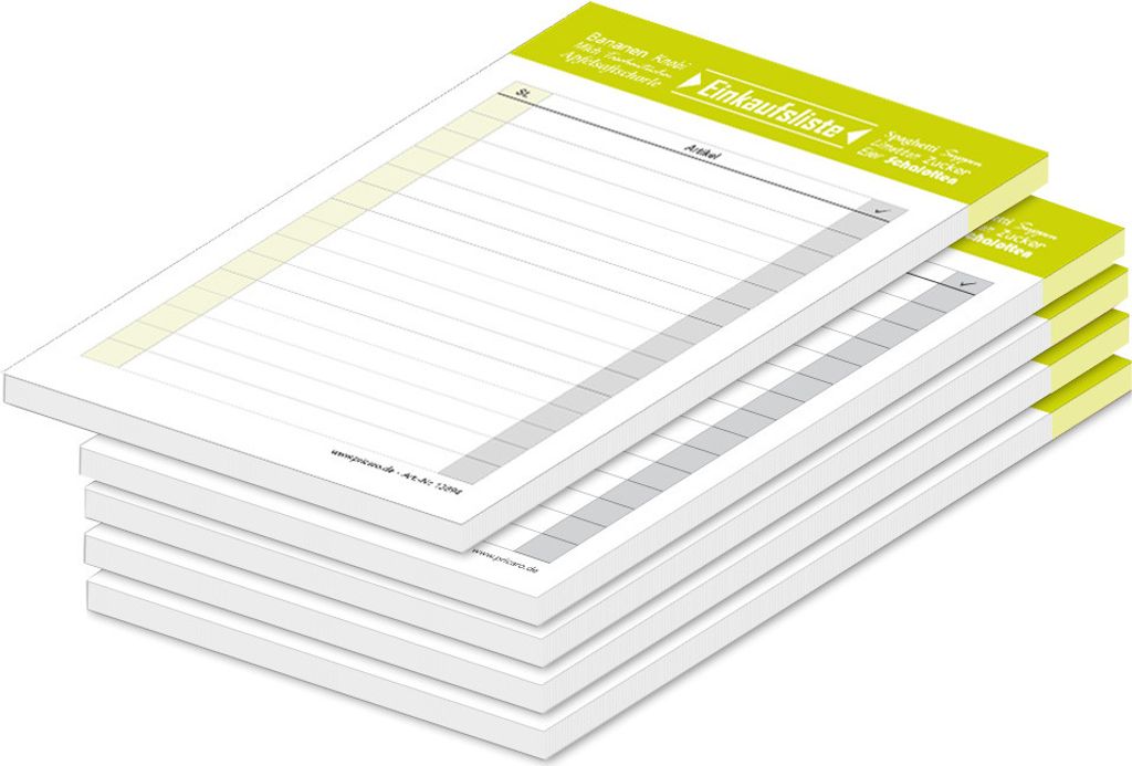 PRICARO Einkaufsliste "Typo", magnetisch, limette, A6, 50 Blatt, 5 Stück