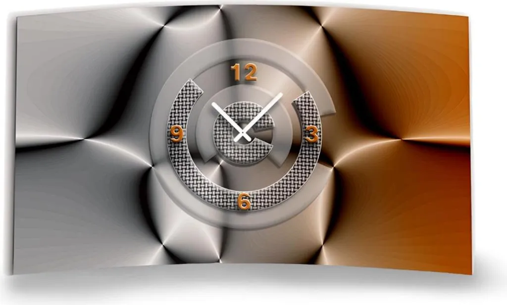Horloge Murale Moderne Dixtime 3D Silencieuse Effet Abstrait Gris Brun