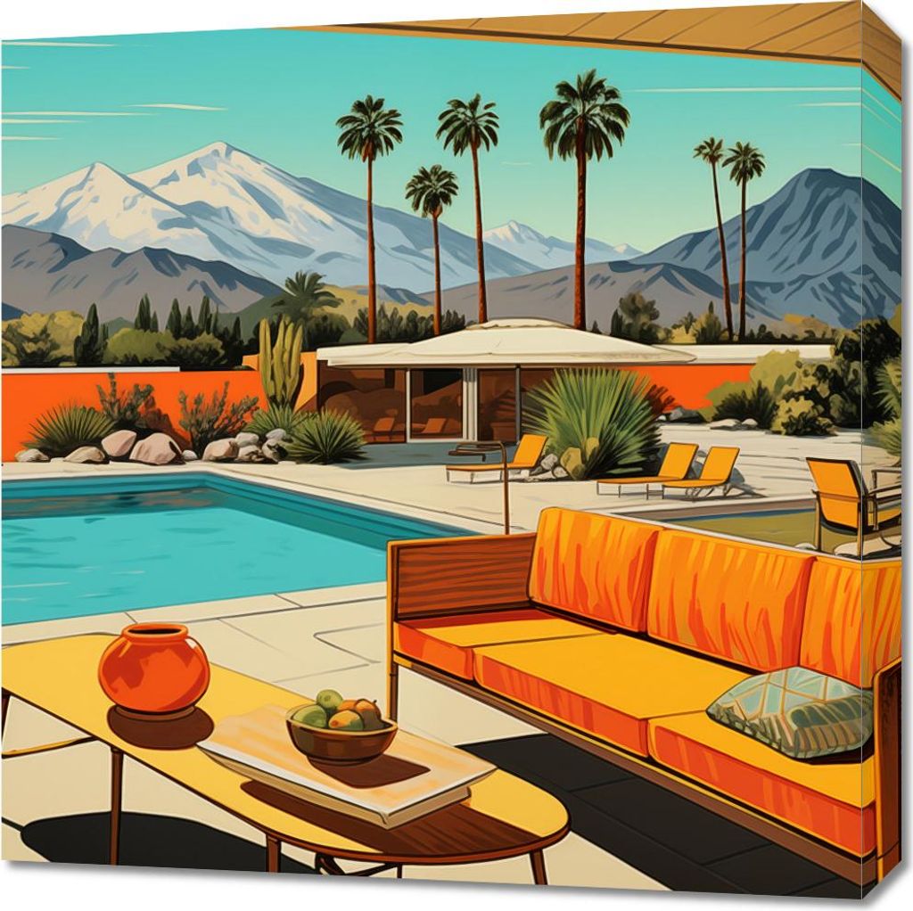 Bild 60x60cm Schwimmbad Irgendwo in Kalifornien