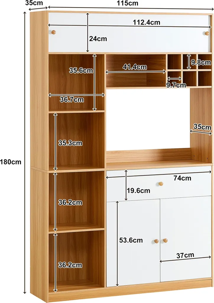 Buffet de cuisine pour ranger vaisselle et micro-ondes, solution LED - 2
