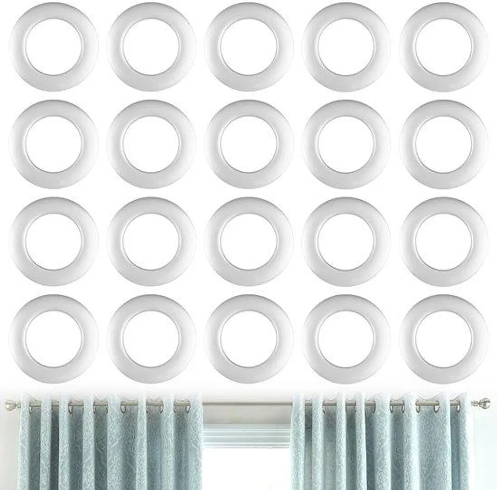 20 Anneaux plastiques argent 40 mm pour accrocher rideaux et tentures