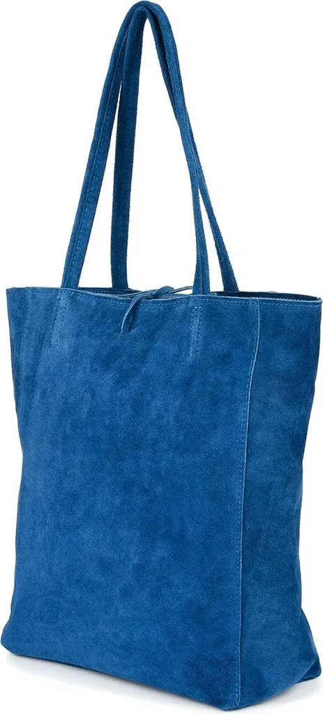 Grand sac à main cabas en cuir nubuck bleu pour femme modèle W18
