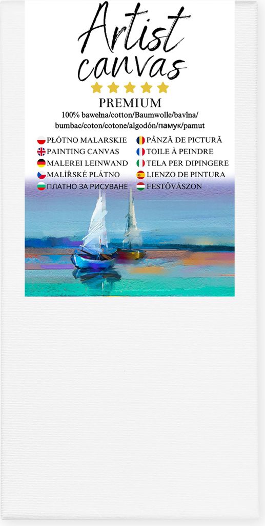 Tela su telaio, 100% cotone, 280 g/m², fondo bianco 50X120 Immagine del prodotto 