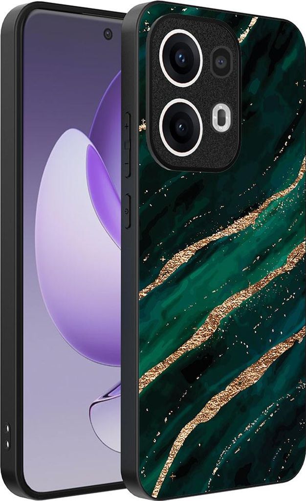 Smartphonica Telefon Fall geeignet für Oppo Reno 13 Pro mit Marmor-Druck - TPU zurück Abdeckung Fall Marmor-Design - Grün Gold