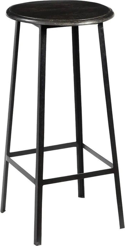 Sgabelli Bar in Mango Nero Set 2 - Stile Etnico Industriale Unico