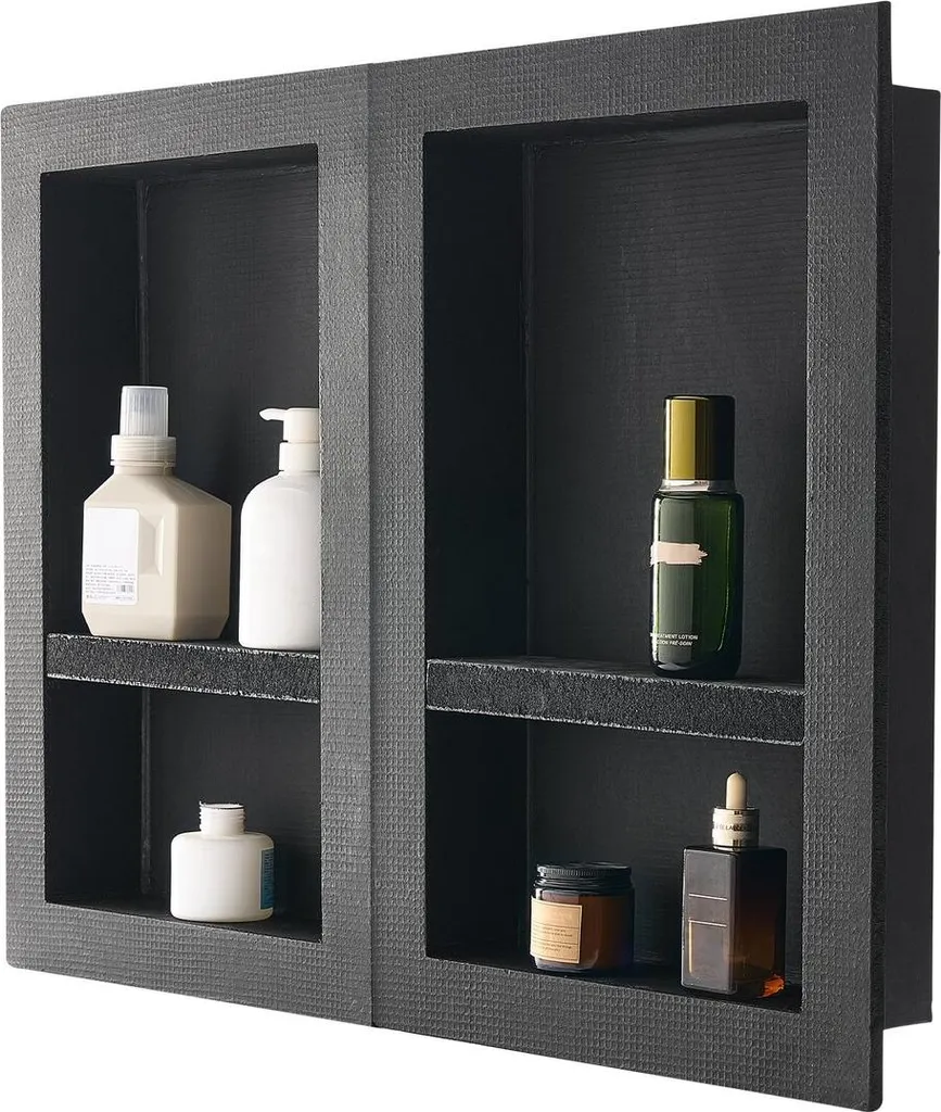 Organizer Doccia a Parete 40x60 cm Nicchia Design Moderno 2 Pezzi