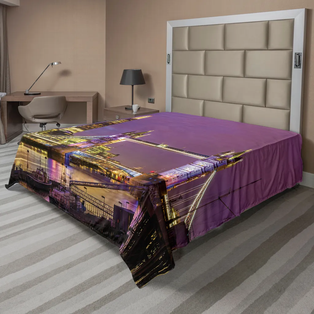 Grand drap plat décoratif Londres Tower Bridge en tissu souple 260cm