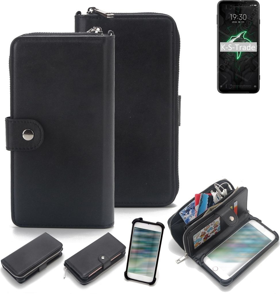 K-S-Trade 2in1 Handyhülle Schutzhülle kompatibel mit Xiaomi Black Shark 3 & Portemonnee Cover Handy Hülle Case Etui Geldbörse Wallet Bookstyle