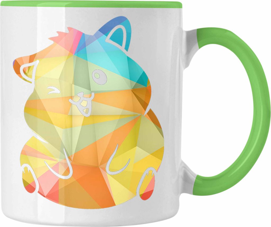 Trendation - Hamster Tasse Polygon Geometrisch Grafik Geschenk für Hamster Liebahber Lustige Geschenkidee (Grün)
