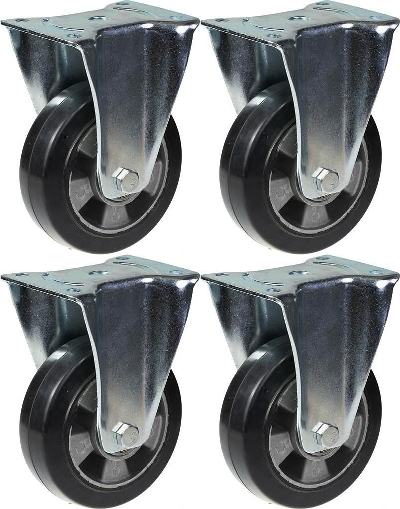 152mm 6" Rolle schwarzer Gummi feststehend stark 1320kg Kapazität, Satz von 4