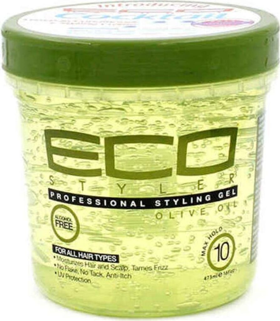 A clear studio shot of a jar of ECO STYLER Professional Styling Gel with Olive Oil.