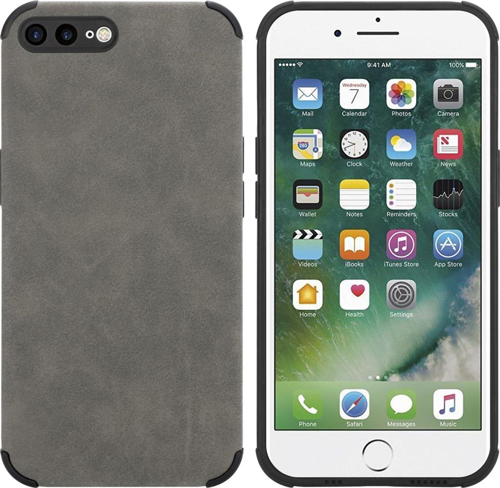 Cadorabo Hülle für Apple iPhone 7 PLUS / 7S PLUS / 8 PLUS Schutz Hülle in Grau TPU Silikon Etui edle Kunst-Wildleder