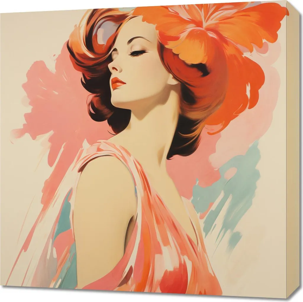Tableau 60 x 60 cm Mélodie florale - Peinture sur toile carrée moderne