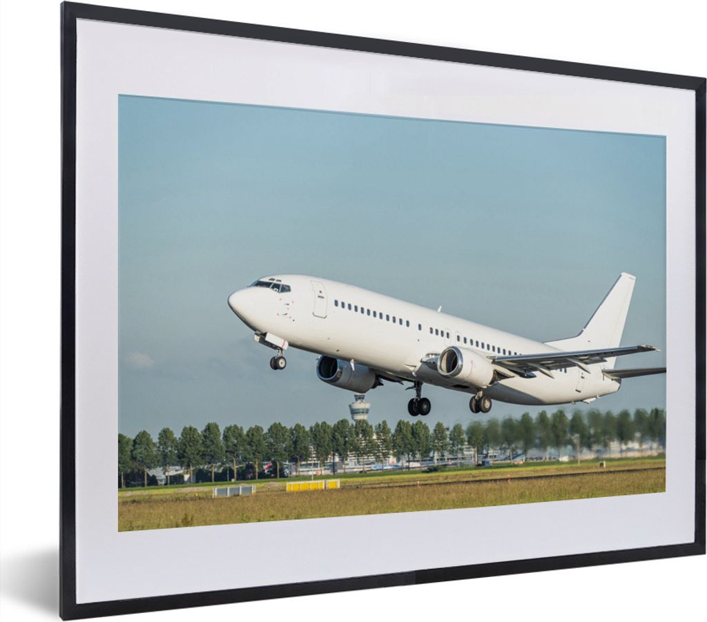 MuchoWow MuchoWow Gerahmtes Poster Abfliegende Flugzeuge in Schiphol 40x30 cm - Poster mit zchwarzem Bilderrahmen - Bilderrahmen - Poster im Ra...
