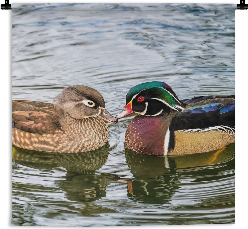 MuchoWow Wandteppich Wandbehang Ente - Vögel - Wasser - Federn - Tiere 90x90 cm Tapisserie Dekoration Wandtuch - Wandaufhänger