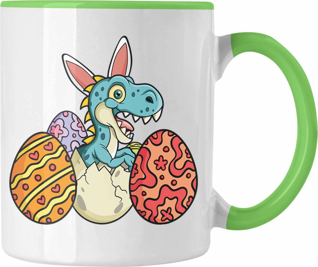 Trendation - Tasse Ostern T-Rex Dino Ostergeschenke Kinder Jugendliche Geschenke Lustige Grafik Osterhase Ostereier (Grün)