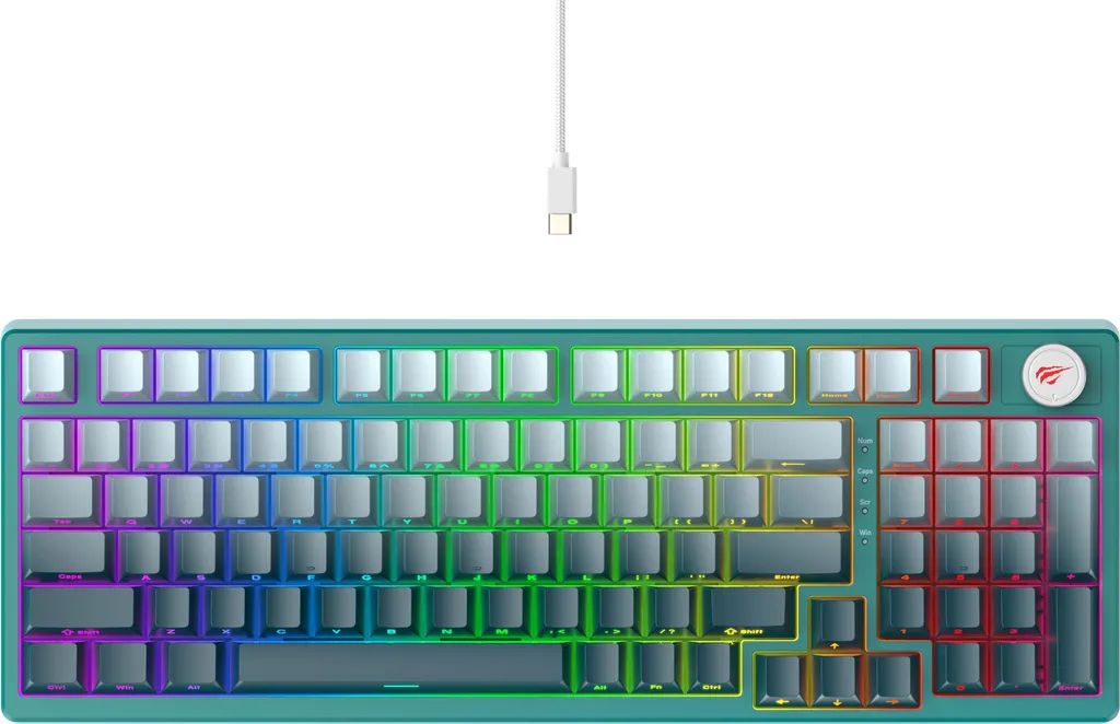 Clavier PC Filaire Havit KB899L USB QWERTY Ergonomique à Touches RGB