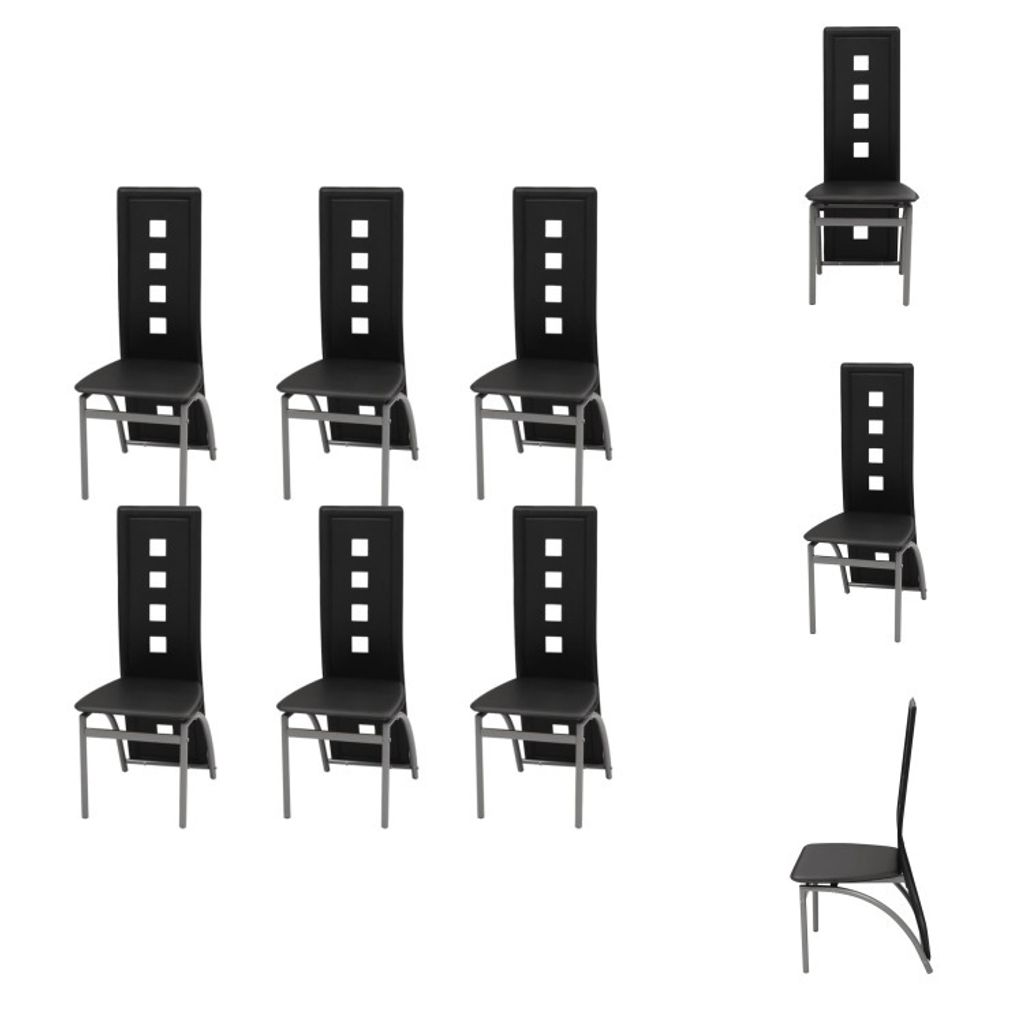 vidaXL Esszimmerstühle 6 Stk. Kunstleder Schwarz - Esszimmerstühle