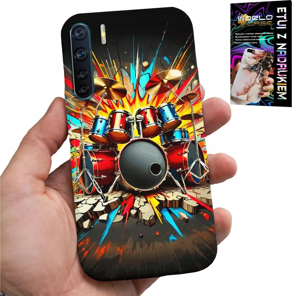 Custodia Oppo A91 Rock Drums - Cover Onesta e Resistente con Foil