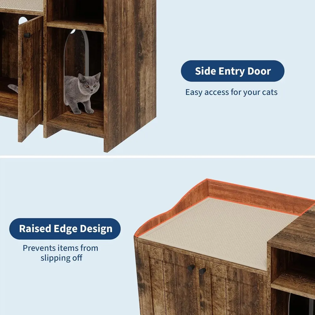 Cache litière pour chat intérieur marron rétro meuble d'appoint discret - 8