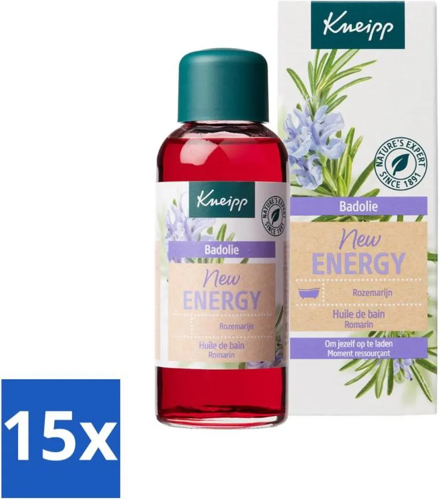Kneipp - Olio da bagno - Rosmarino - Per nuove energie - 100 ml - Confezione risparmio - 15 pezzi