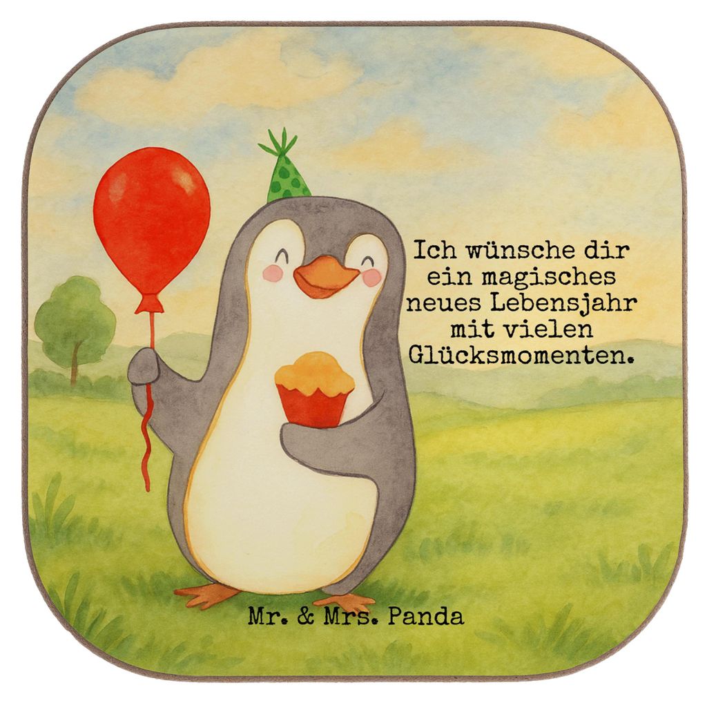 Mr. & Mrs. Panda Holzuntersetzer Pinguin Geburtstag Design - Weiß - Geschenk, Kuchen, Tassenuntersetzer, gläseruntersetzer, Torte, Party, Unterse...