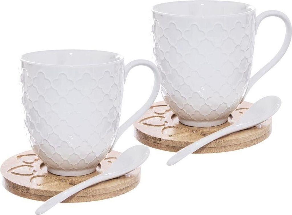 Orion Porzellanbecher Becher Kaffeebecher Teebecher Porzellantassen WHITELINE 370 ml 2er-Set