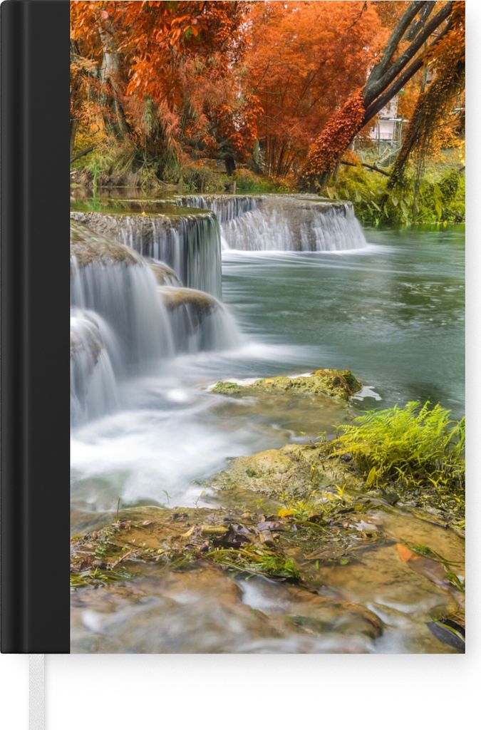 MuchoWow Notizbuch Tagebuch Haushaltsbuch Notebook A5 Herbst - Wasserfall - Natur - Bäume - Notizblock - Notizheft - Notebook - Schreibblock - P...