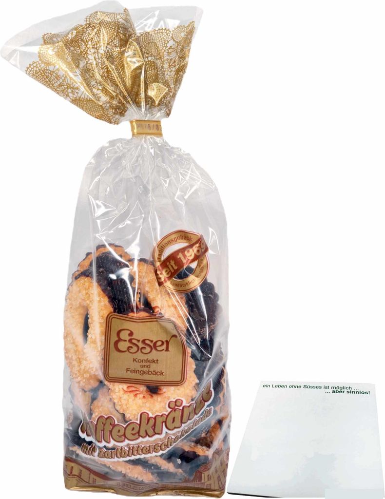 Esser Kaffeekränze mit Zartbitterschokolade (250g Beutel) + usy Block