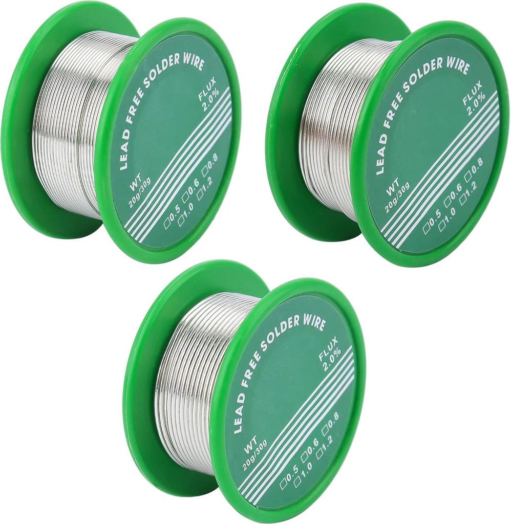3 Rolle Lötzinn 0,6mm Lötdraht Elektronik, Lötzinn Draht mit Kolophonium kern Bleifrei Kolophonium kern zum Elektrolöten Reparaturen Heimwerken