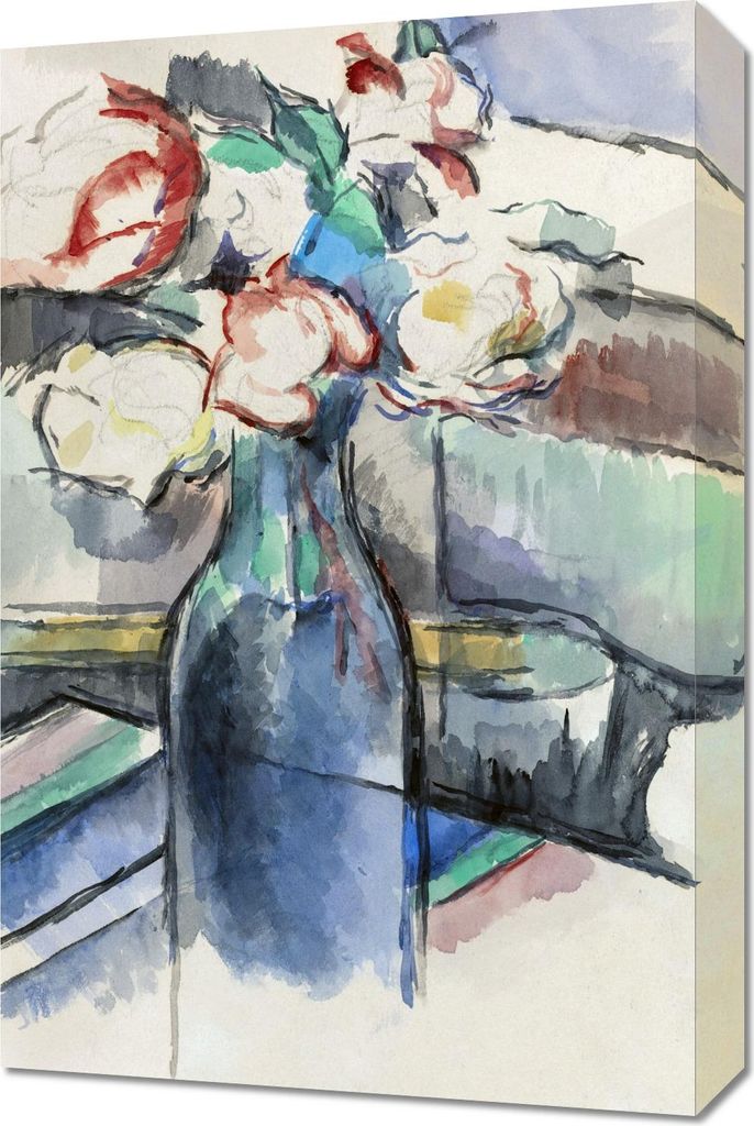 Bild 40x60cm Rosen in einer Flasche, Paul Cezanne Vintage für das Wohnzimmer