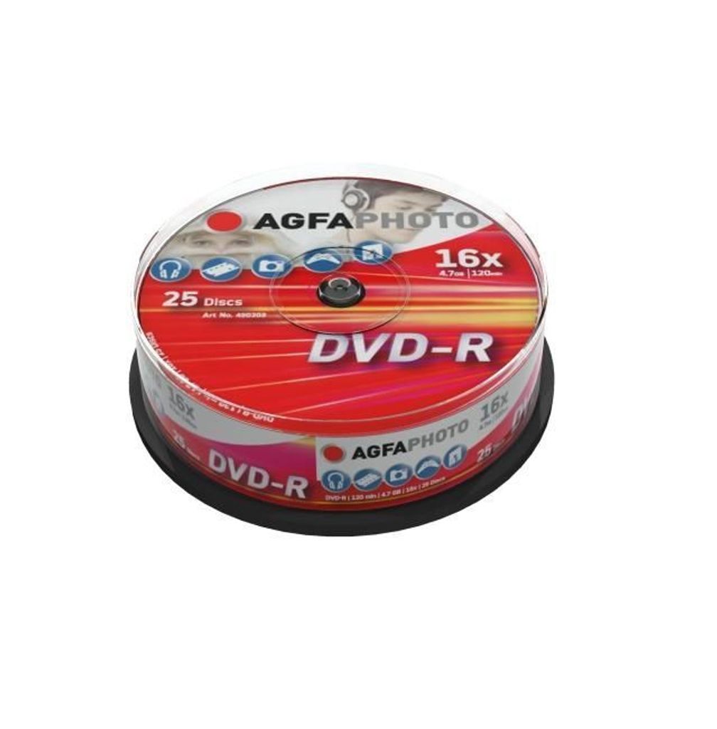 AgfaPhoto DVD-R 4.7GB 16x, CakeBox, 25 pcs, 4,7 GB, DVD-R, 120 min, Tortenschachtel, .